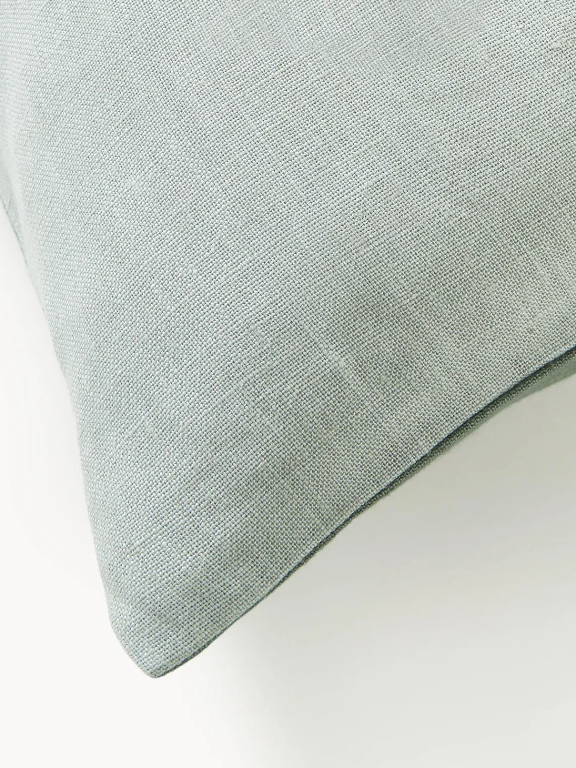 Cojines Decorativos|Mantas>Westwing Collection Funda de cojín de lino Odette Verde salvia, gris claro