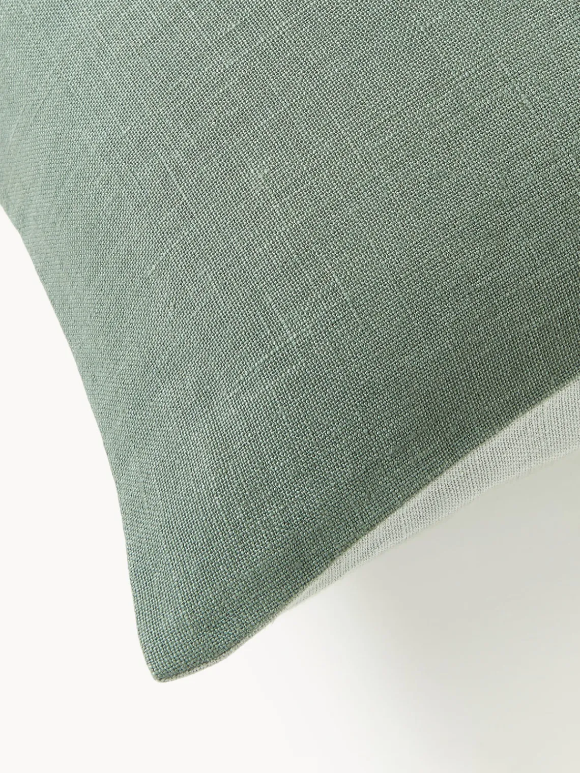 Cojines Decorativos|Mantas>Westwing Collection Funda de cojín de lino Odette Verde salvia, gris claro