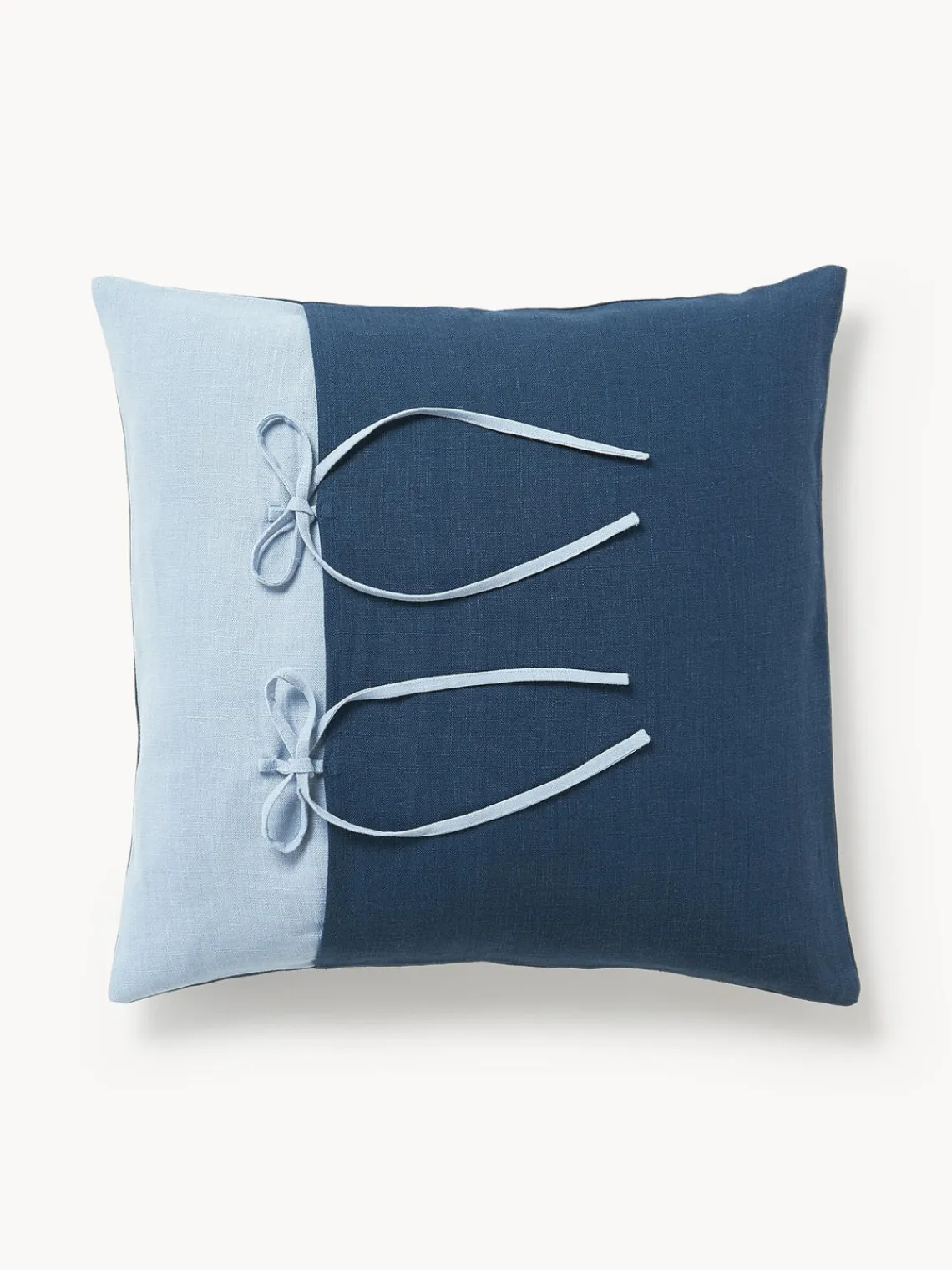 Cojines Decorativos|Mantas>Westwing Collection Funda de cojín de lino Odette Azul oscuro, azul claro