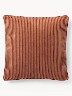 Mantas|Cojines Decorativos>Westwing Collection Funda de cojín de pana Kylen Terracota, rojo oscuro