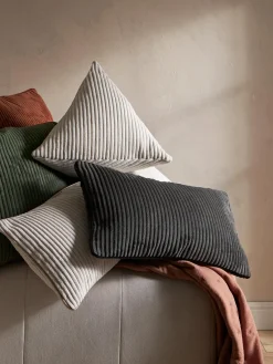 Mantas|Cojines Decorativos>Westwing Collection Funda de cojín de pana Kylen Gris antracita, negro