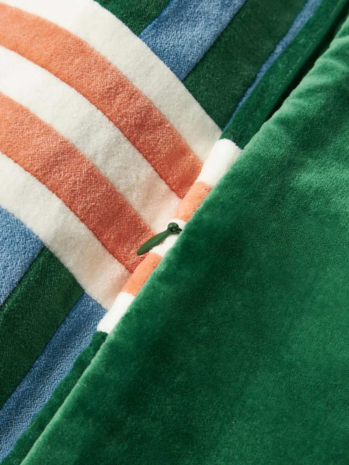 Cojines Decorativos|Cojines Decorativos>Westwing Collection Funda de cojín de patchwork de terciopelo Tete Azul, verde oscuro, melocotón, blanco Off White