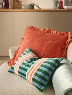 Mantas|Cojines Decorativos></noscript>Westwing Collection Funda de cojín de patchwork de terciopelo Tete Azul, verde oscuro, melocotón, blanco Off White