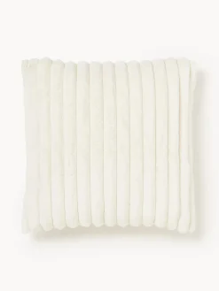 Cojines Decorativos|Mantas>Westwing Collection Funda de cojín de piel sintética Lovey Blanco crema