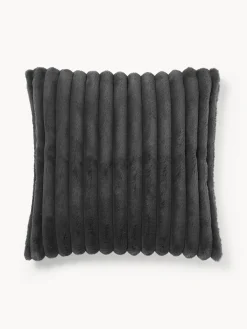 Cojines Decorativos|Mantas>Westwing Collection Funda de cojín de piel sintética Lovey Gris oscuro