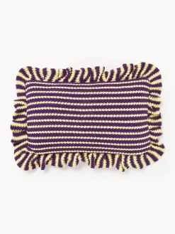Sale Funda de cojín de punto a rayas con volantes Blaise Mantas|Cojines Decorativos
