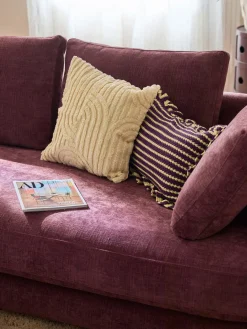 Sale Funda de cojín de punto a rayas con volantes Blaise Mantas|Cojines Decorativos