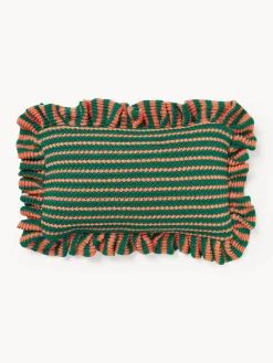 Best Funda de cojín de punto a rayas con volantes Blaise Cojines Decorativos|Mantas