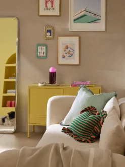 Best Funda de cojín de punto a rayas con volantes Blaise Cojines Decorativos|Mantas