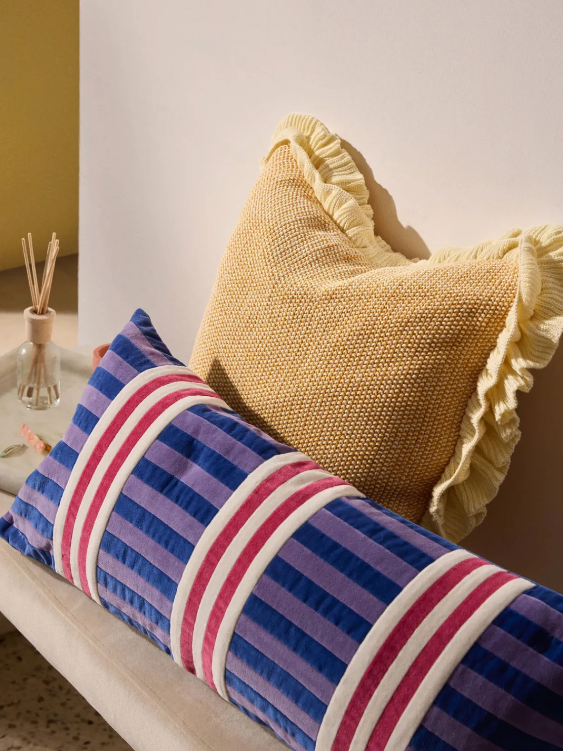 Discount Funda de cojín de punto con volantes Pansy Cojines Decorativos|Mantas