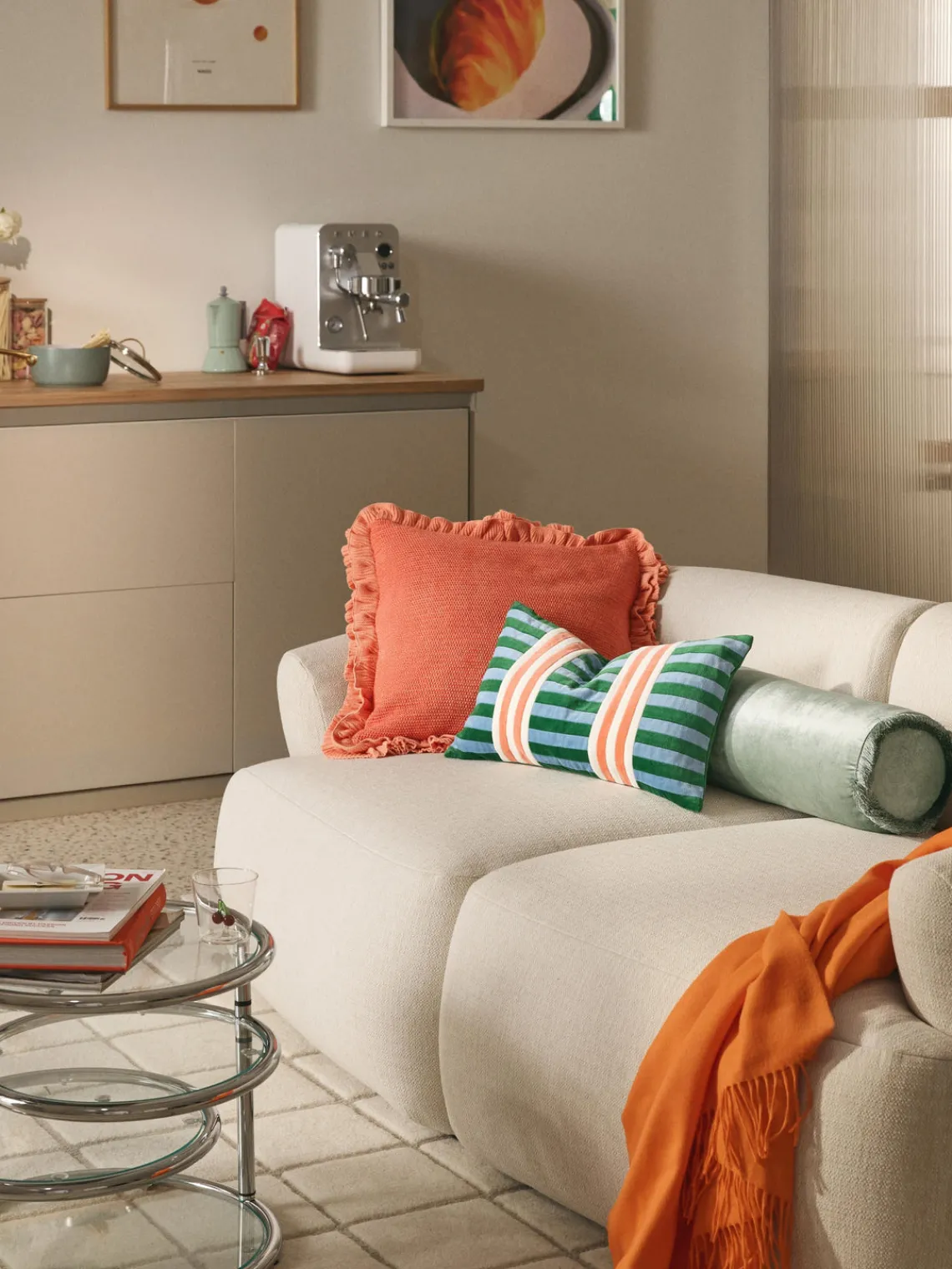 Outlet Funda de cojín de punto con volantes Pansy Mantas|Cojines Decorativos