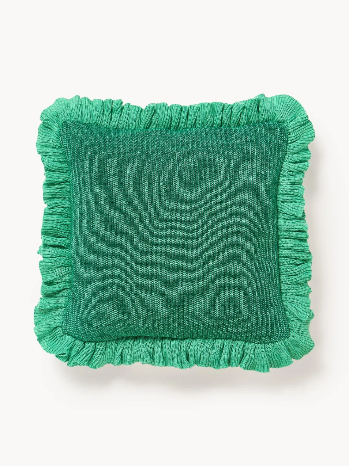 Cojines Decorativos|Cojines Decorativos>Westwing Collection Funda de cojín de punto con volantes Pansy Verde turquesa