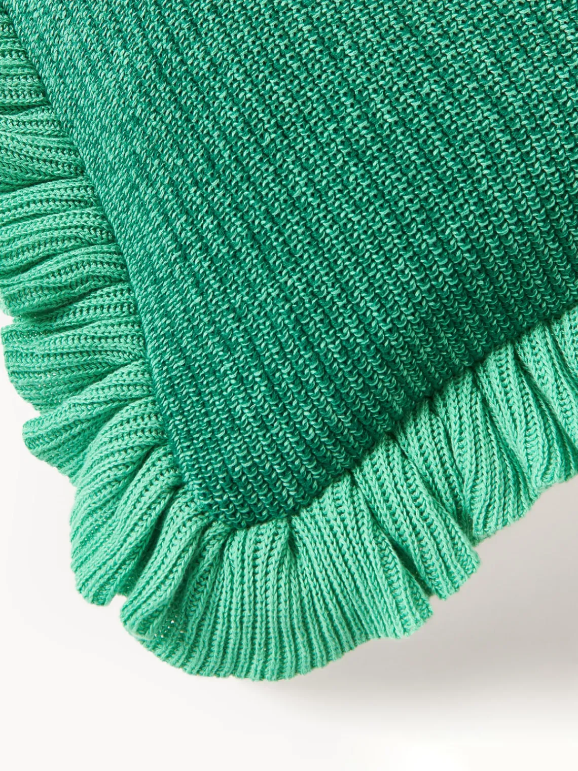 Cojines Decorativos|Cojines Decorativos>Westwing Collection Funda de cojín de punto con volantes Pansy Verde turquesa