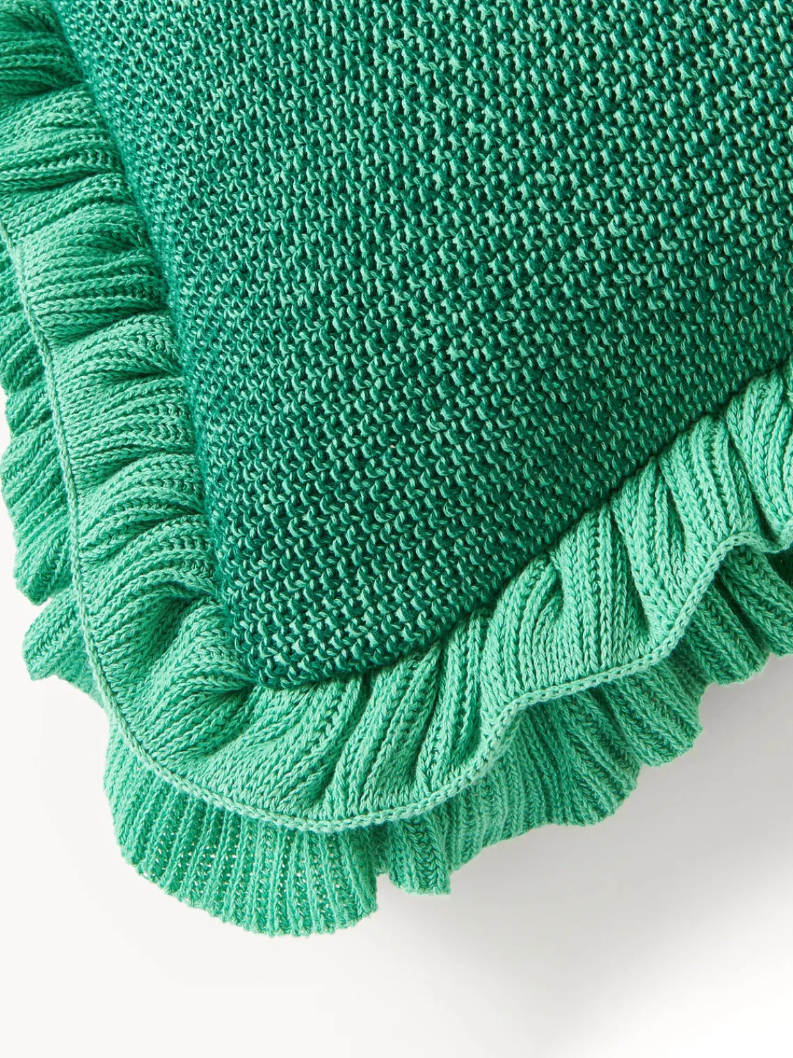 Cojines Decorativos|Cojines Decorativos>Westwing Collection Funda de cojín de punto con volantes Pansy Verde turquesa