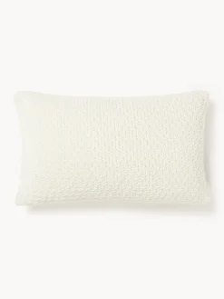 Cojines Decorativos|Mantas>Westwing Collection Funda de cojín de punto de chenilla Everly Blanco Off White