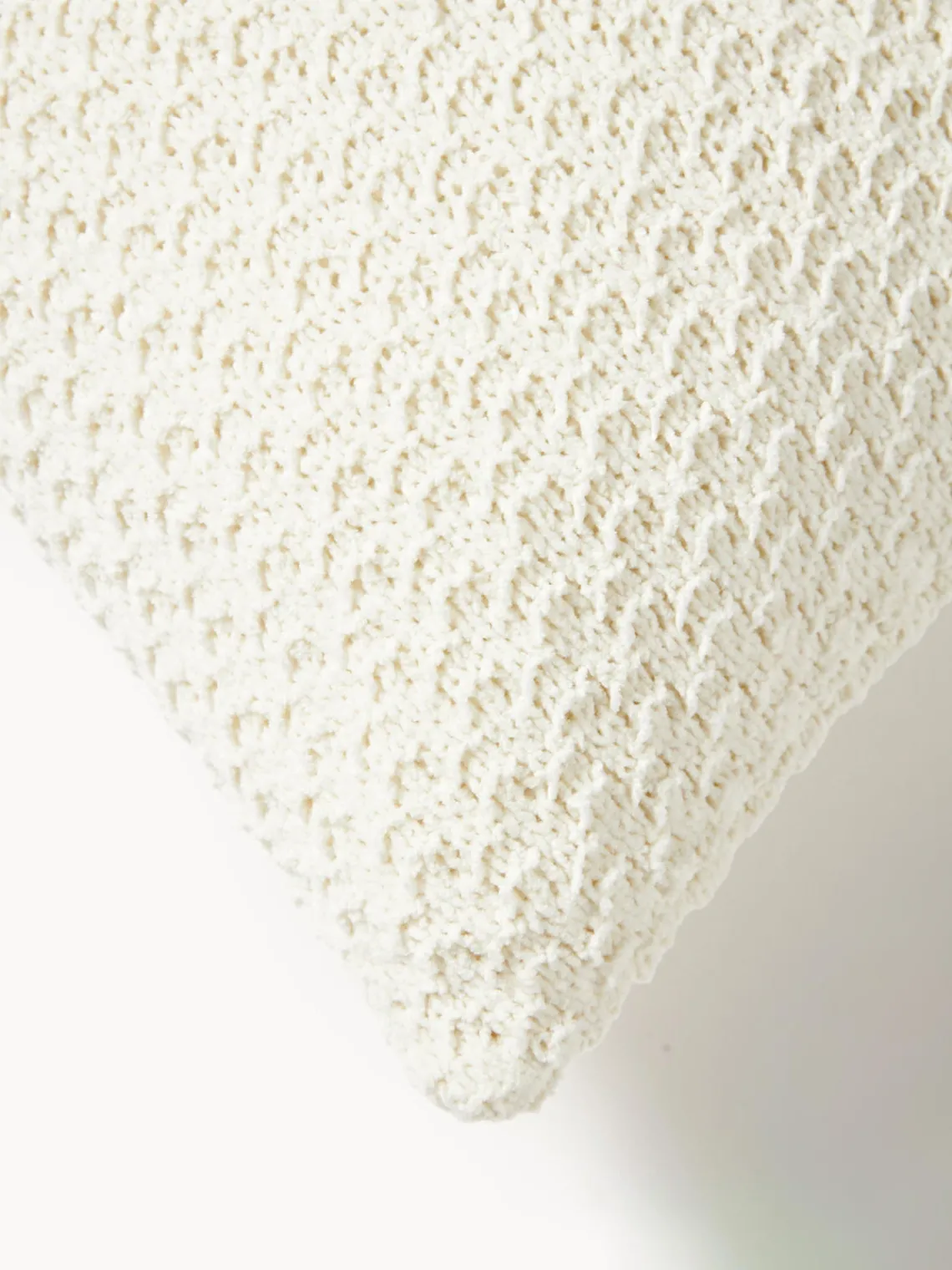 Cojines Decorativos|Mantas>Westwing Collection Funda de cojín de punto de chenilla Everly Blanco Off White