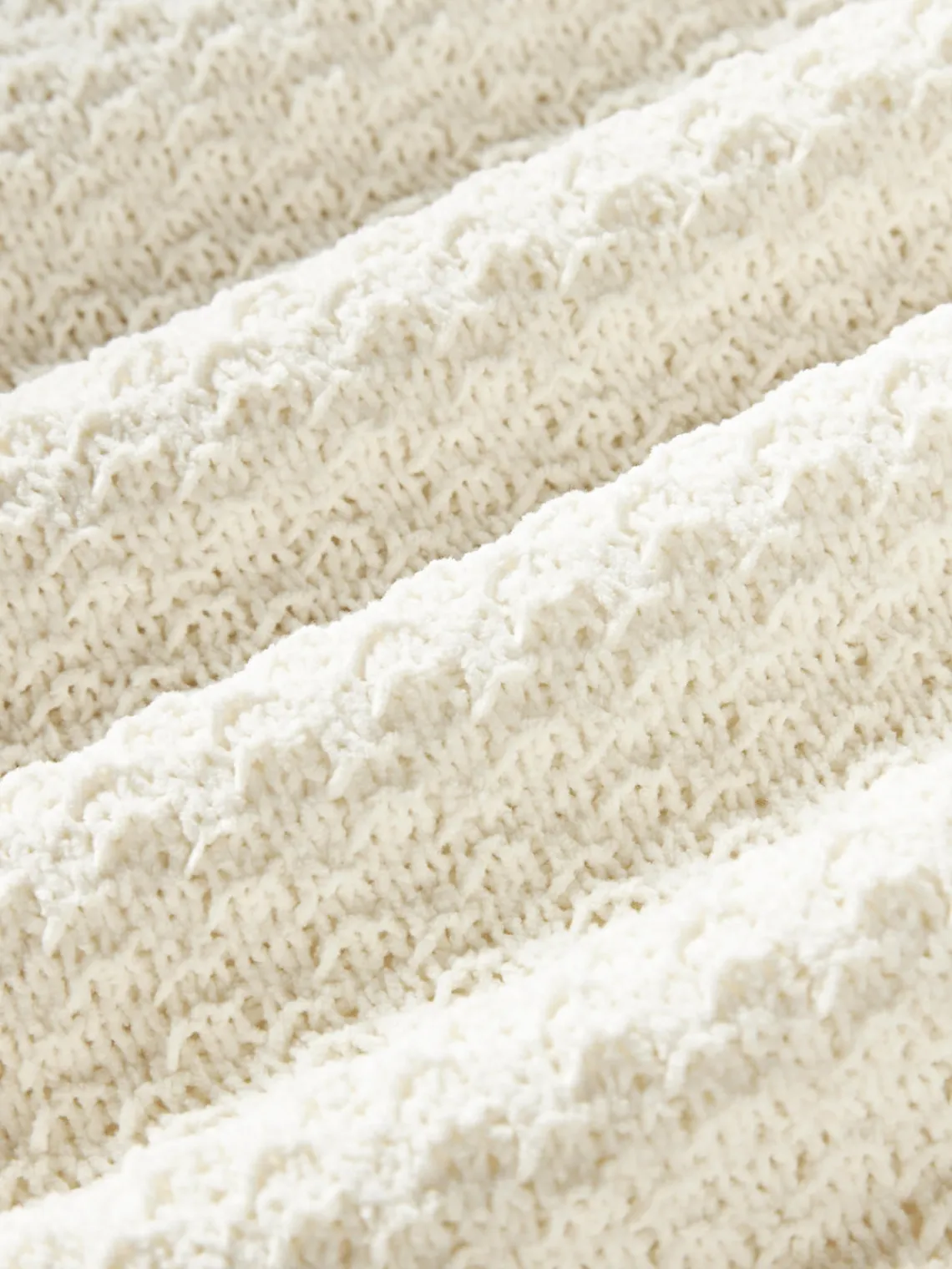 Cojines Decorativos|Mantas>Westwing Collection Funda de cojín de punto de chenilla Everly Blanco Off White