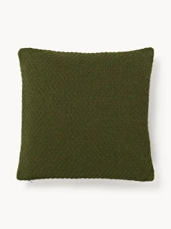 Cojines Decorativos|Mantas>Westwing Collection Funda de cojín de punto de chenilla Everly Verde oscuro