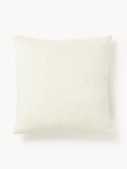 Cojines Decorativos|Mantas>Westwing Collection Funda de cojín de punto de chenilla Everly Blanco Off White