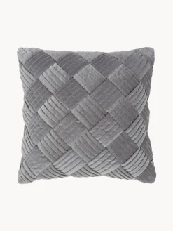 Cojines Decorativos|Mantas>Westwing Collection Funda de cojín de terciopelo texturizada Sina Gris