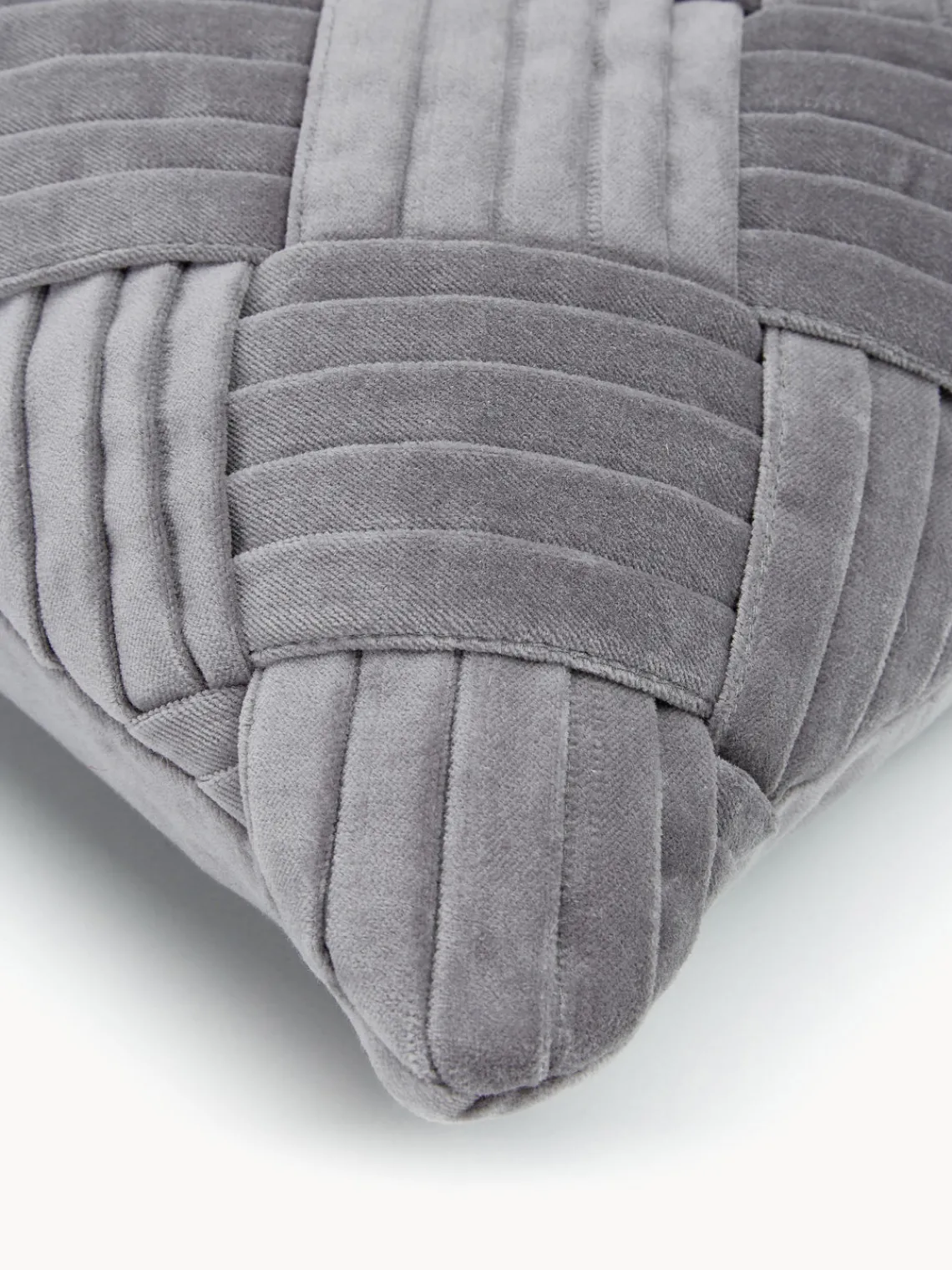 Cojines Decorativos|Mantas>Westwing Collection Funda de cojín de terciopelo texturizada Sina Gris