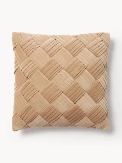 Cojines Decorativos|Mantas>Westwing Collection Funda de cojín de terciopelo texturizada Sina Ocre