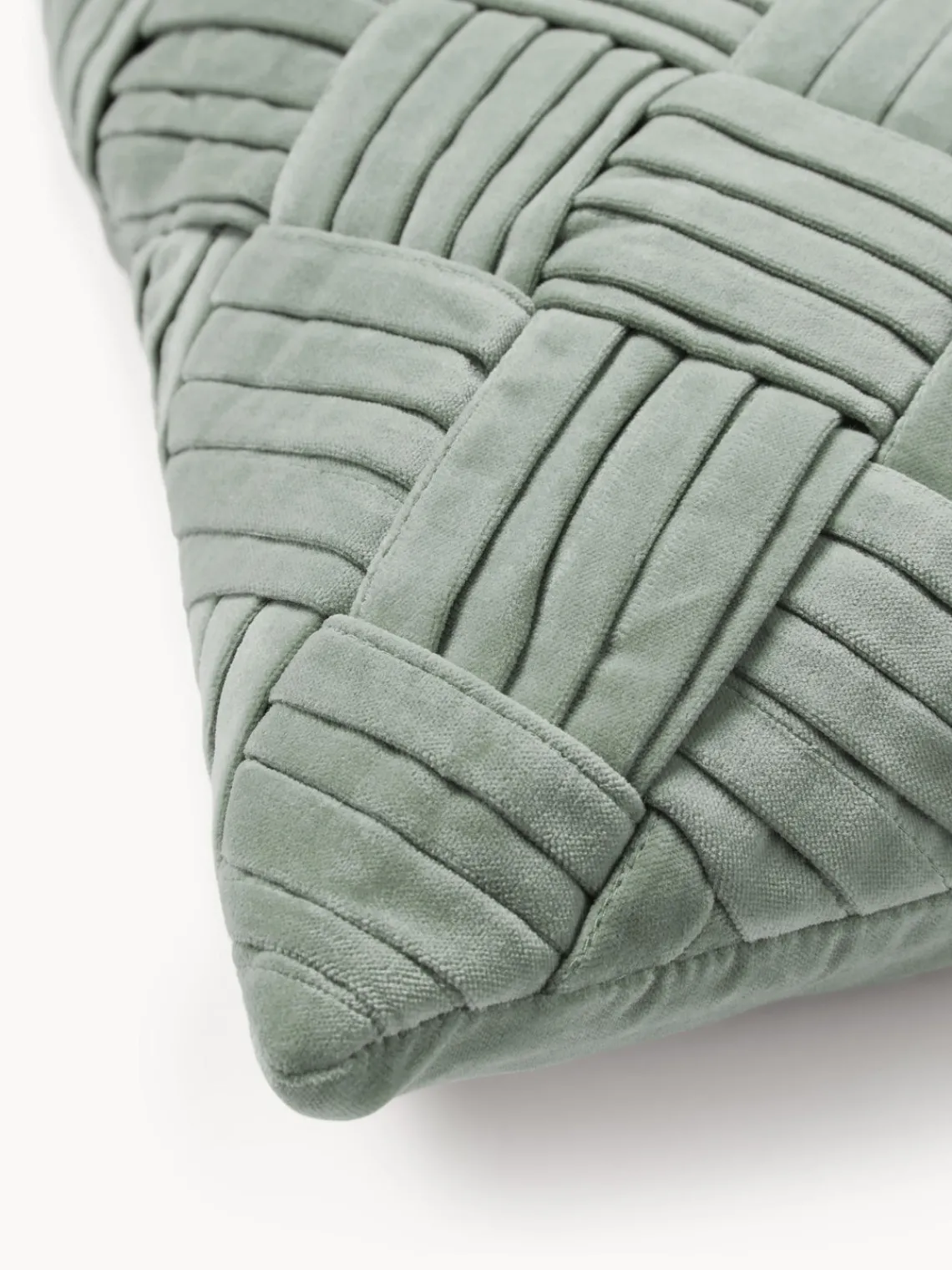 Cojines Decorativos|Cojines Decorativos>Westwing Collection Funda de cojín de terciopelo texturizada Sina Verde salvia