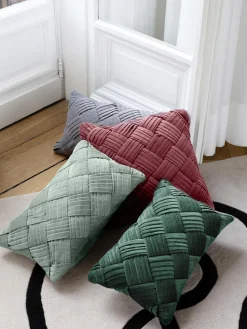 Mantas|Cojines Decorativos>Westwing Collection Funda de cojín de terciopelo texturizada Sina Verde salvia