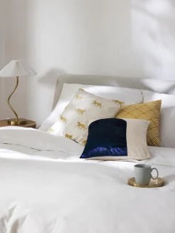 Mantas|Cojines Decorativos>Westwing Collection Funda de cojín de terciopelo bordada Cheetah Blanco Off White, dorado