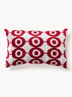 Cojines Decorativos|Mantas>Les Ottomans Funda de cojín de terciopelo con estampado abstracto Velvety Beige claro, rosa