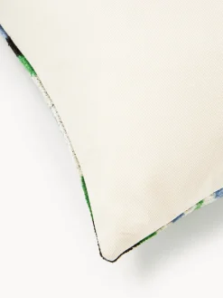 Cojines Decorativos|Mantas></noscript>Les Ottomans Funda de cojín de terciopelo con estampado abstracto Velvety Azul, verde, blanco