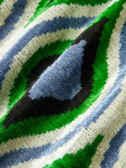 Cojines Decorativos|Mantas></noscript>Les Ottomans Funda de cojín de terciopelo con estampado abstracto Velvety Azul, verde, blanco