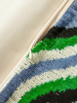 Cojines Decorativos|Mantas></noscript>Les Ottomans Funda de cojín de terciopelo con estampado abstracto Velvety Azul, verde, blanco