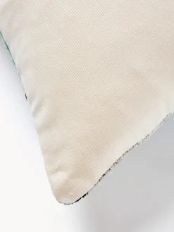 Cojines Decorativos|Mantas></noscript>Les Ottomans Funda de cojín de terciopelo con estampado abstracto Velvety Verde oscuro, beige claro, negro