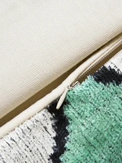 Cojines Decorativos|Mantas></noscript>Les Ottomans Funda de cojín de terciopelo con estampado abstracto Velvety Verde oscuro, beige claro, negro