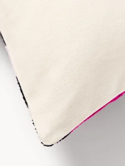 Cojines Decorativos|Mantas></noscript>Les Ottomans Funda de cojín de terciopelo con estampado abstracto Velvety Rosa, negro, blanco