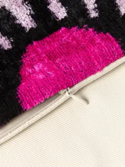 Cojines Decorativos|Mantas></noscript>Les Ottomans Funda de cojín de terciopelo con estampado abstracto Velvety Rosa, negro, blanco