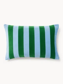 Mantas|Cojines Decorativos>Westwing Collection Funda de cojín de terciopelo patchwork Remus Azul, verde oscuro