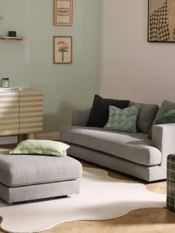 Cojines Decorativos|Cojines Decorativos>Westwing Collection Funda de cojín de terciopelo de estructura lineal fina Fiona Verde oscuro