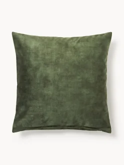 Almohadas|Mantas>Westwing Collection Funda de cojín de terciopelo acolchada Riko Verde oscuro