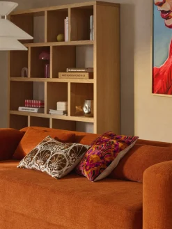 Mantas|Cojines Decorativos>Westwing Collection Funda de cojín de viscosa estampada en tejido jacquard Dima Naranja abstracto