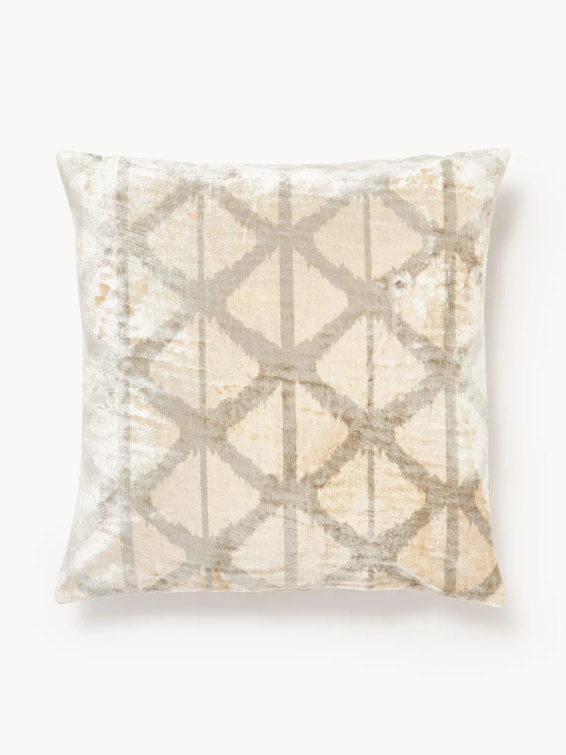 Cojines Decorativos|Cojines Decorativos>Westwing Collection Funda de cojín de viscosa con tejido jacquard Drew Gris claro con motivo de rombos