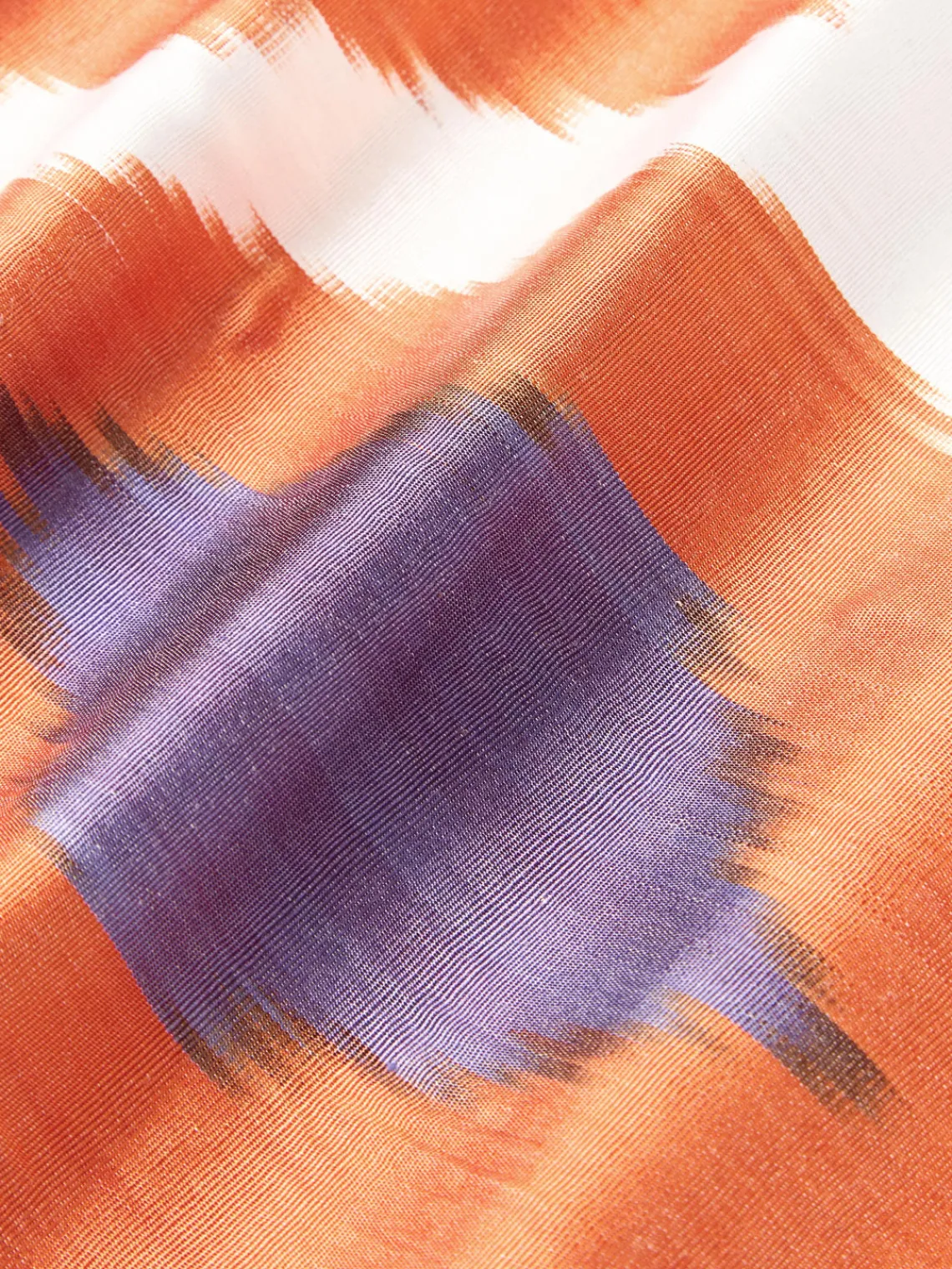 Cojines Decorativos|Mantas>Les Ottomans Funda de cojín decorativo de seda con estampado abstracto Silky Naranja, lila, blanco