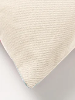 Cojines Decorativos|Mantas></noscript>Les Ottomans Funda de cojín decorativo de seda con estampado abstracto Silky Rojo, tonos azules, blanco