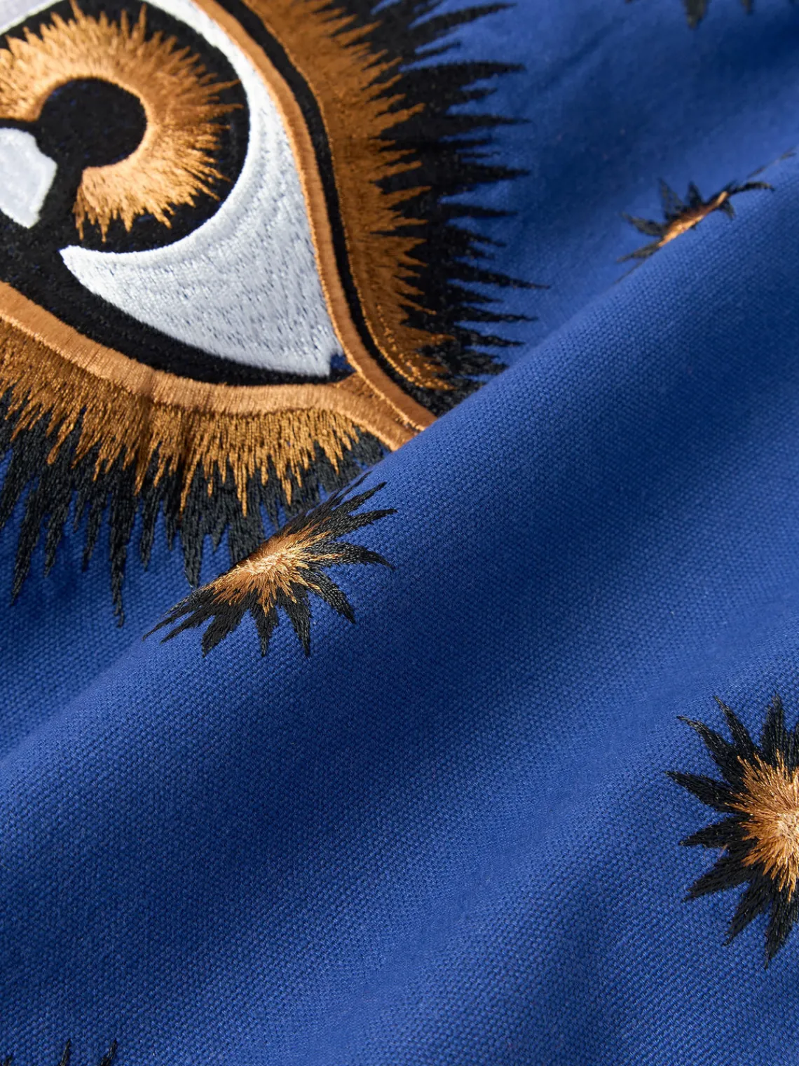 Cojines Decorativos|Mantas>Les Ottomans Funda de cojín decorativo de algodón artesanal Velvety Azul real, beige