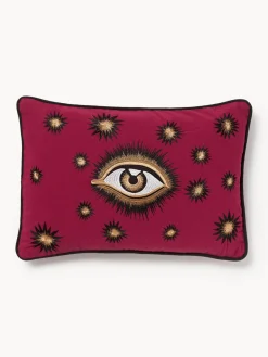 Cojines Decorativos|Mantas>Les Ottomans Funda de cojín decorativo de algodón artesanal Velvety Rojo óxido, beige