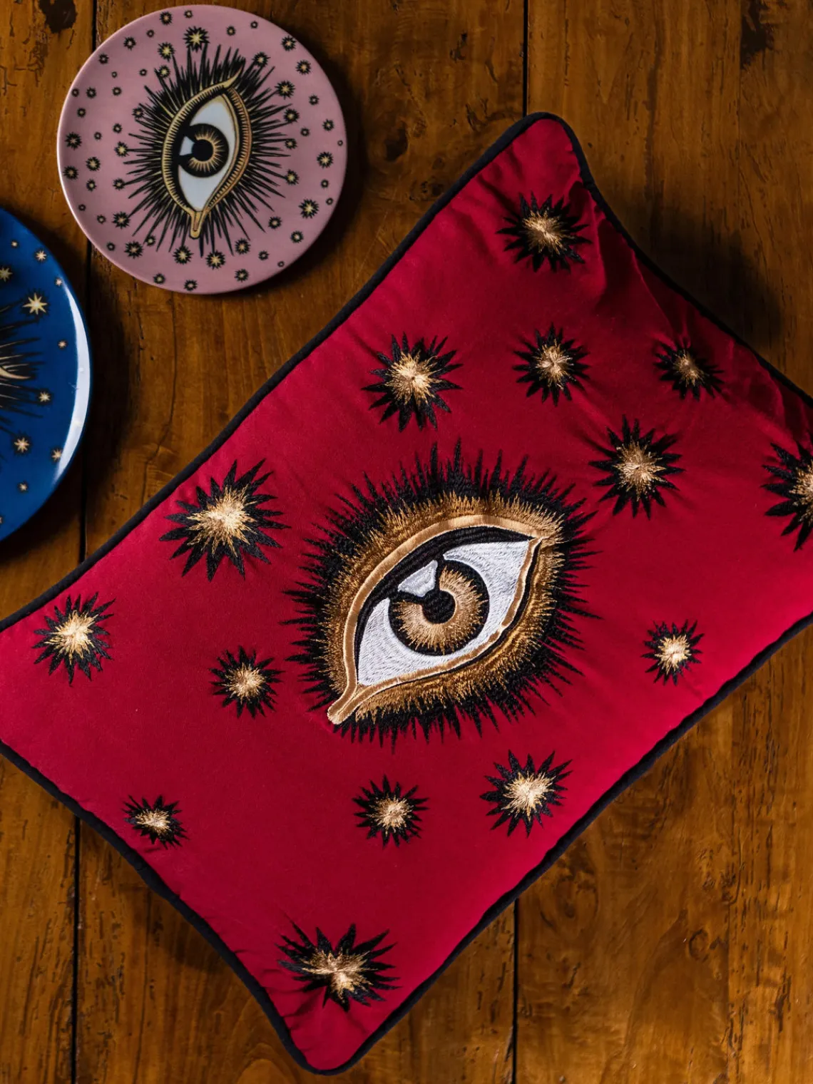 Cojines Decorativos|Mantas>Les Ottomans Funda de cojín decorativo de algodón artesanal Velvety Rojo óxido, beige