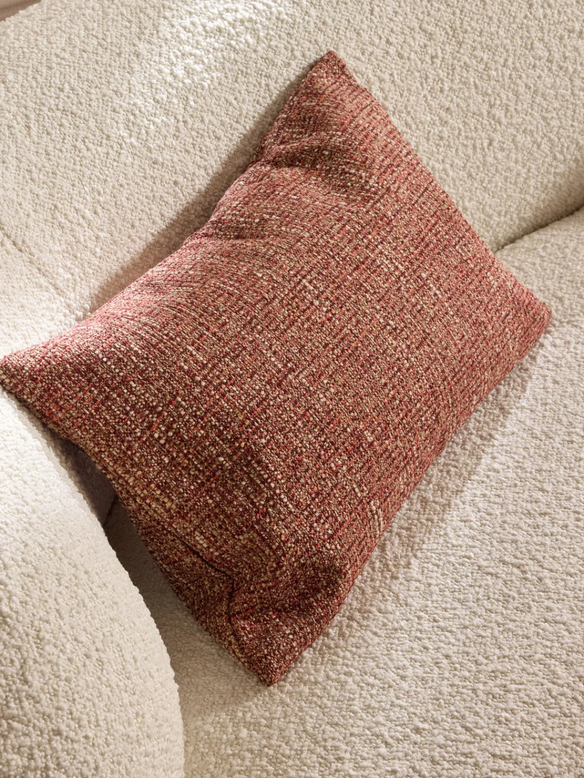 Mantas|Cojines Decorativos>Westwing Collection Funda de cojín en bouclé Talea Rojo óxido