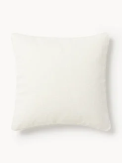 Cojines Decorativos|Mantas>Westwing Collection Funda de cojín en tejido bouclé con ribete Aya Blanco crema