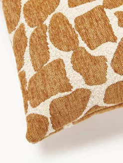 Cojines Decorativos|Mantas>Westwing Collection Funda de cojín en tejido bouclé y chenilla Nenda Naranja, blanco Off White